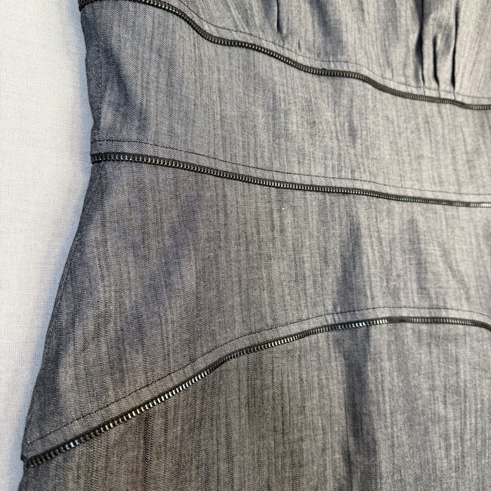 Calvin Klein 6 Gray Solid Sheath Knee-Length Round Neck Cap Sleeve Zip Dress - Picture 2 of 7